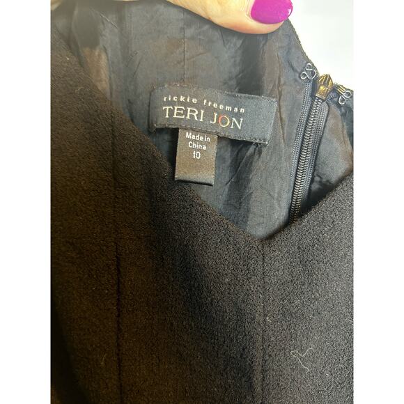 Teri Jon by Rickie Freeman Black Formal Dress Women Size 10 A Line Puff Bottom - Picture 4 of 8